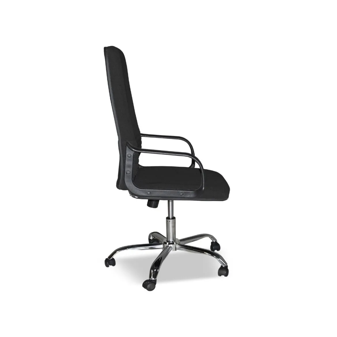 Sedia da Ufficio Imbottita in Tessuto Nero e base Cromata