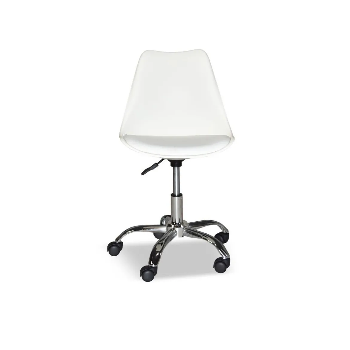 Sedia da Ufficio in Plastica Bianco e Base Cromata