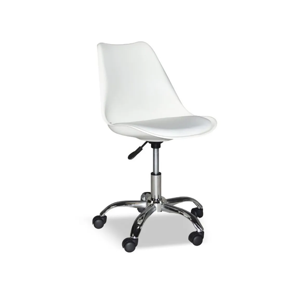 Sedia da Ufficio in Plastica Bianco e Base Cromata