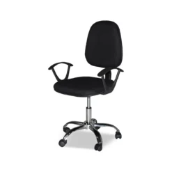 Sedia da Ufficio in Tessuto Nero con Base Cromata