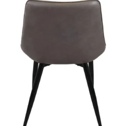 Sedia Imbottita Sala da Pranzo in Ecopelle Marrone Moderna Gambe Nere