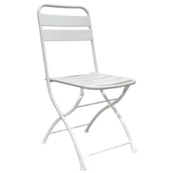 Sedia Pieghevole in Acciaio Bianco per Esterno e Interno 42x50x88 cm