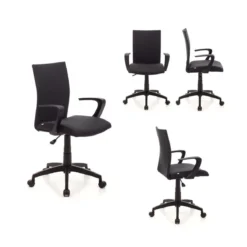Sedia Ufficio con Rotelle Scrivania Nero in Tessuto Poltrona Braccioli Girevole