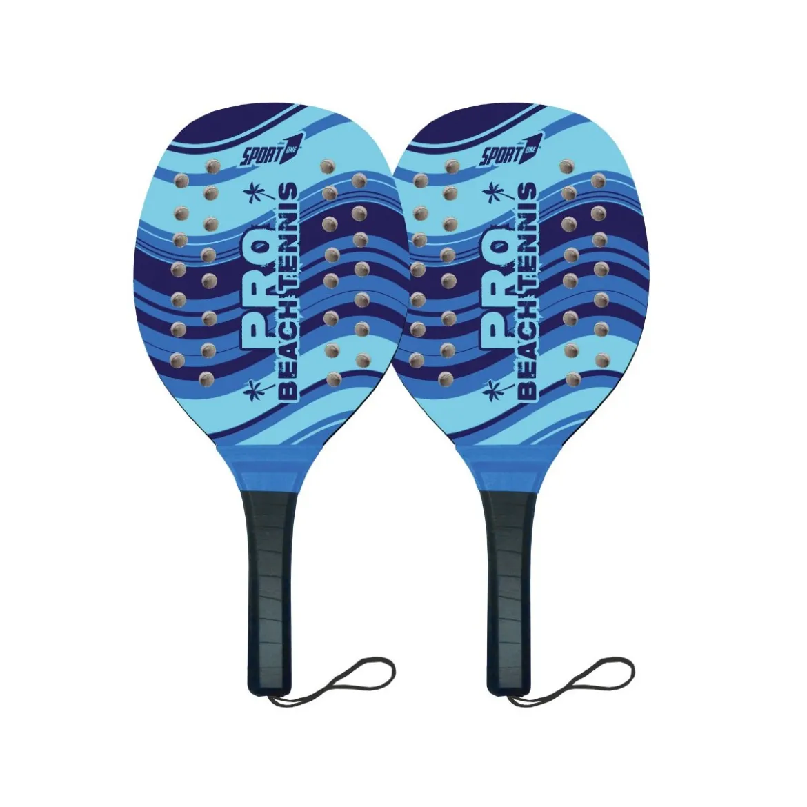 Set Beach Tennis 2 Racchette Legno Professionale Colorate con Pallina