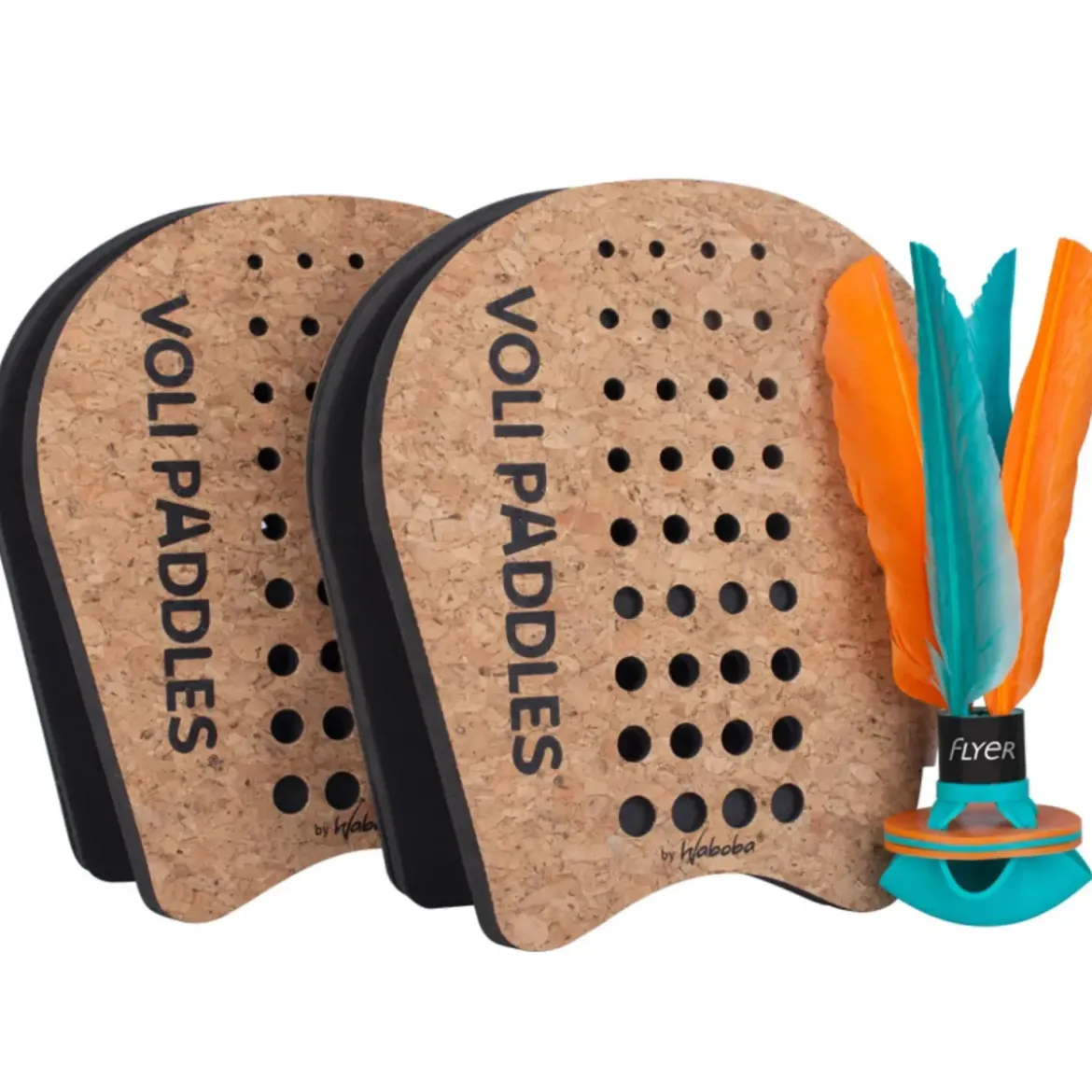 Set Paddle Badminton Volano 2 Racchette in Sughero Gioco da Esterno