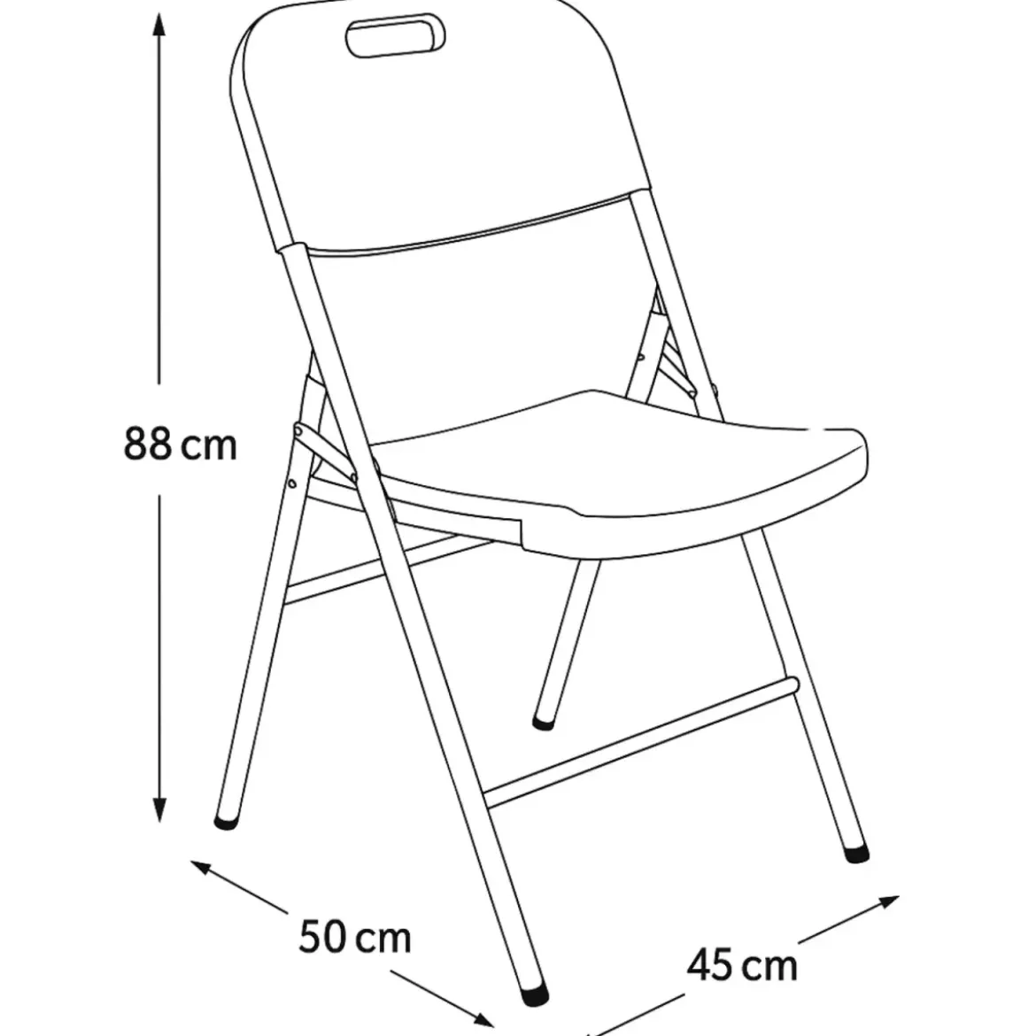 Set 4 Pezzi Sedie Pieghevoli Acciaio Plastica Bianca 45x50x88 cm