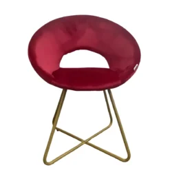 Set 2 Poltrone da Interno in Velluto Rosso con Gambe in Metallo Dorato