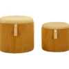 Set 2 Pouf Contenitori Imbottiti Senape Arancione per Salotto Camera