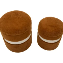 Set 2 Pouf Contenitori Imbottiti Marrone Soffice da Soggiorno Camera