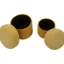 Set 2 Pouf Contenitori in Tessuto Senape Arancione Salvaspazio Camera