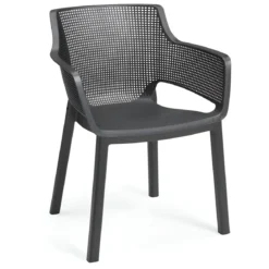 Set 6 Sedie da Esterno Keter Grafite Impilabili Resistenti UV Moderne