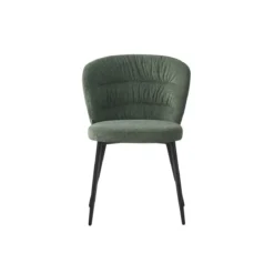 Set 4 Sedie da Interno Imbottite in Tessuto Verde Gambe in Metallo Nero