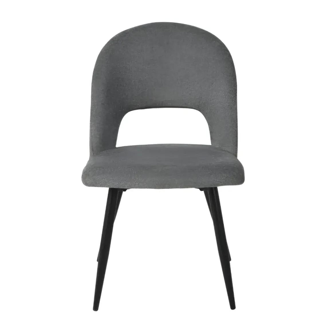 Set 2 Sedie da Interno Imbottite in Tessuto Grigio con Gambe Nere