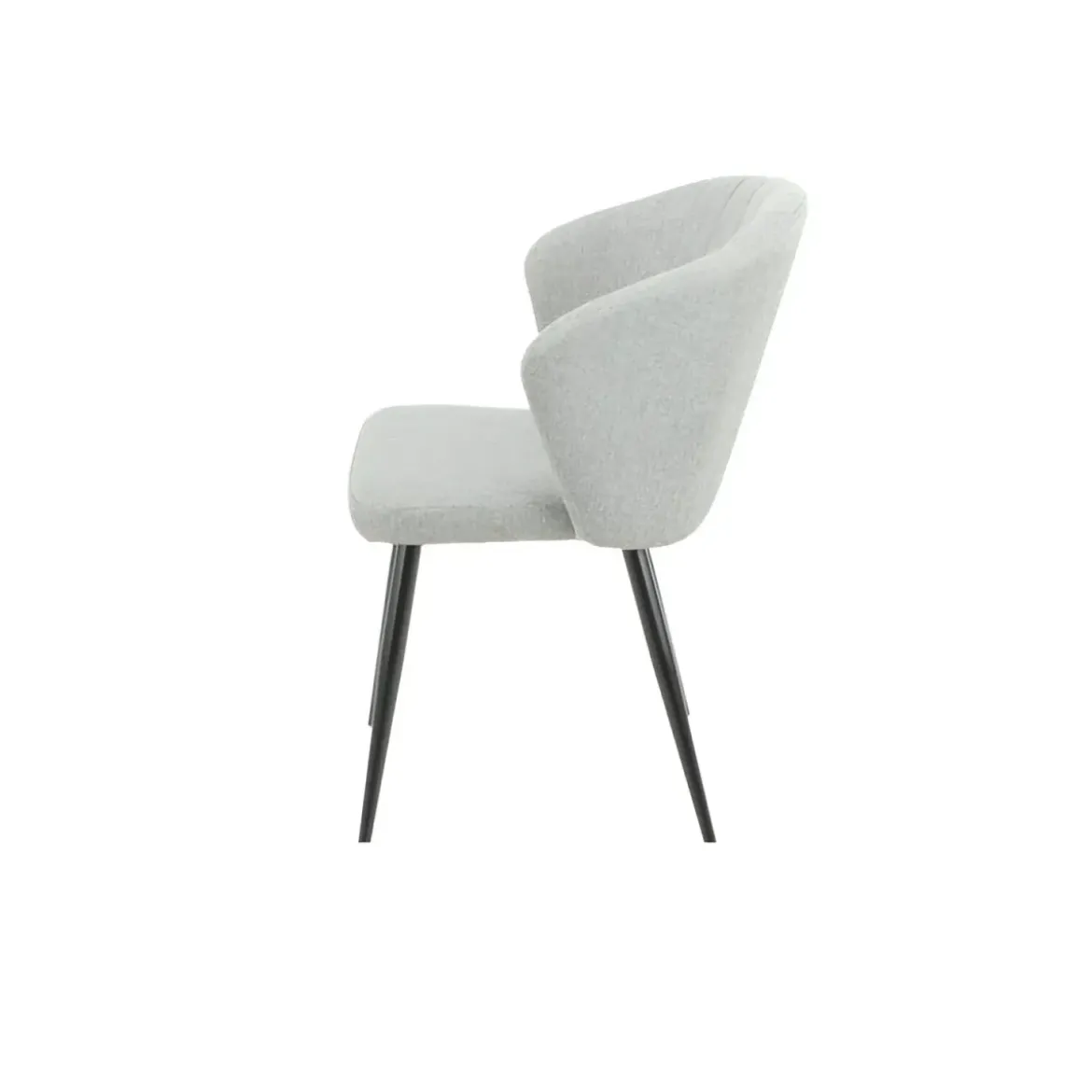 Set 2 Sedie da Interno Imbottite in Tessuto Grigio Chiaro Gambe Nere