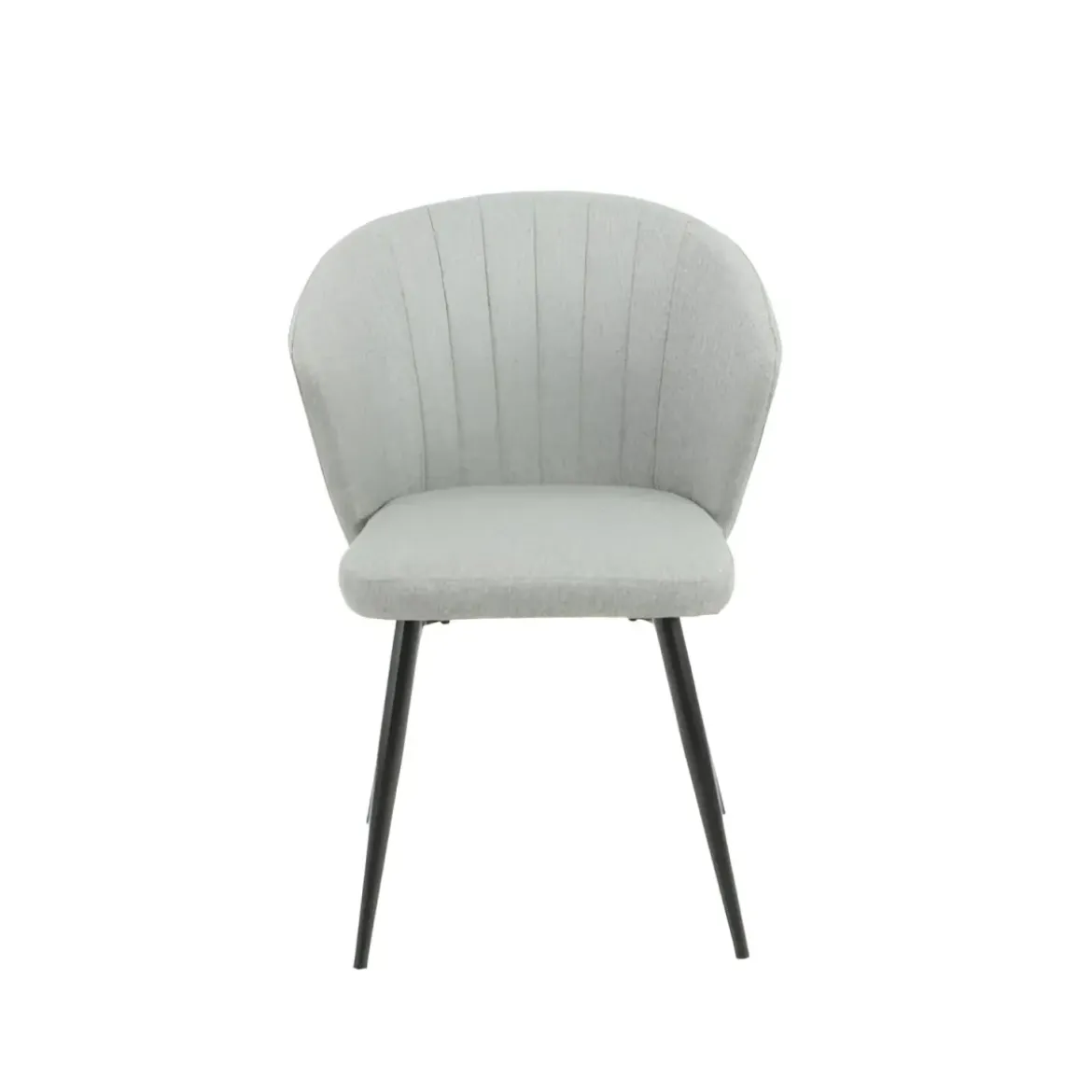 Set 2 Sedie da Interno Imbottite in Tessuto Grigio Chiaro Gambe Nere