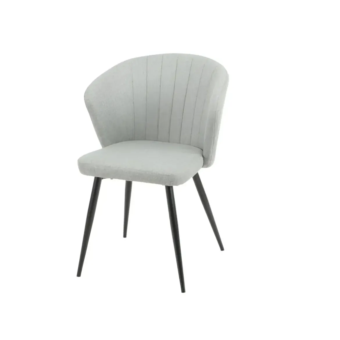 Set 2 Sedie da Interno Imbottite in Tessuto Grigio Chiaro Gambe Nere