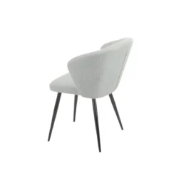 Set 2 Sedie da Interno Imbottite in Tessuto Grigio Chiaro Gambe Nere