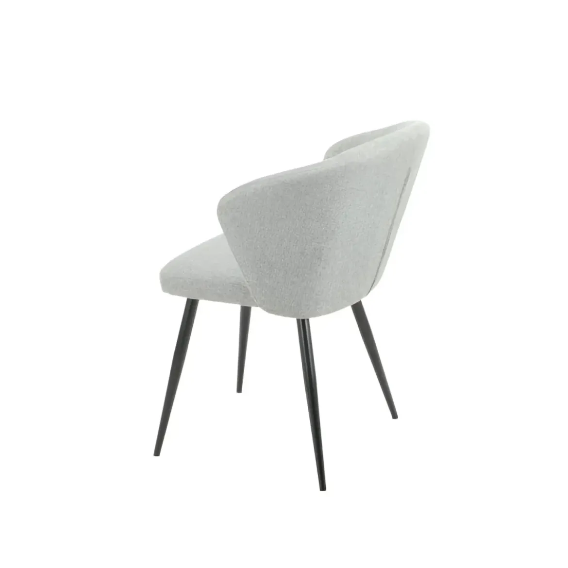 Set 2 Sedie da Interno Imbottite in Tessuto Grigio Chiaro Gambe Nere
