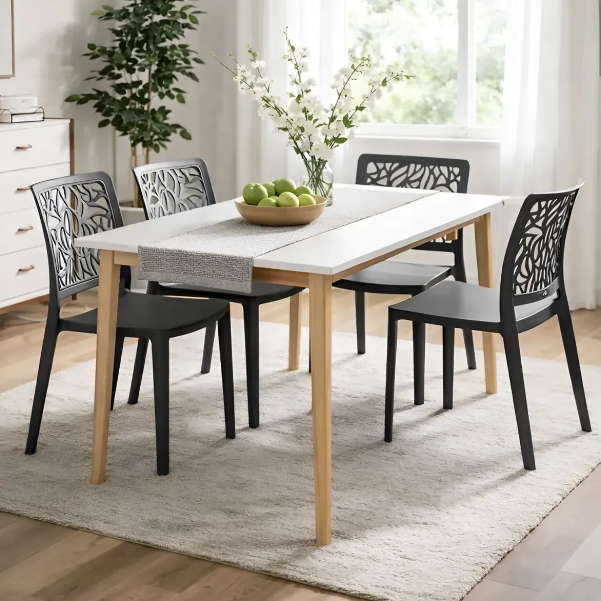 Set 4 Sedie da Pranzo Antracite in Polipropilene da Interno Esterno
