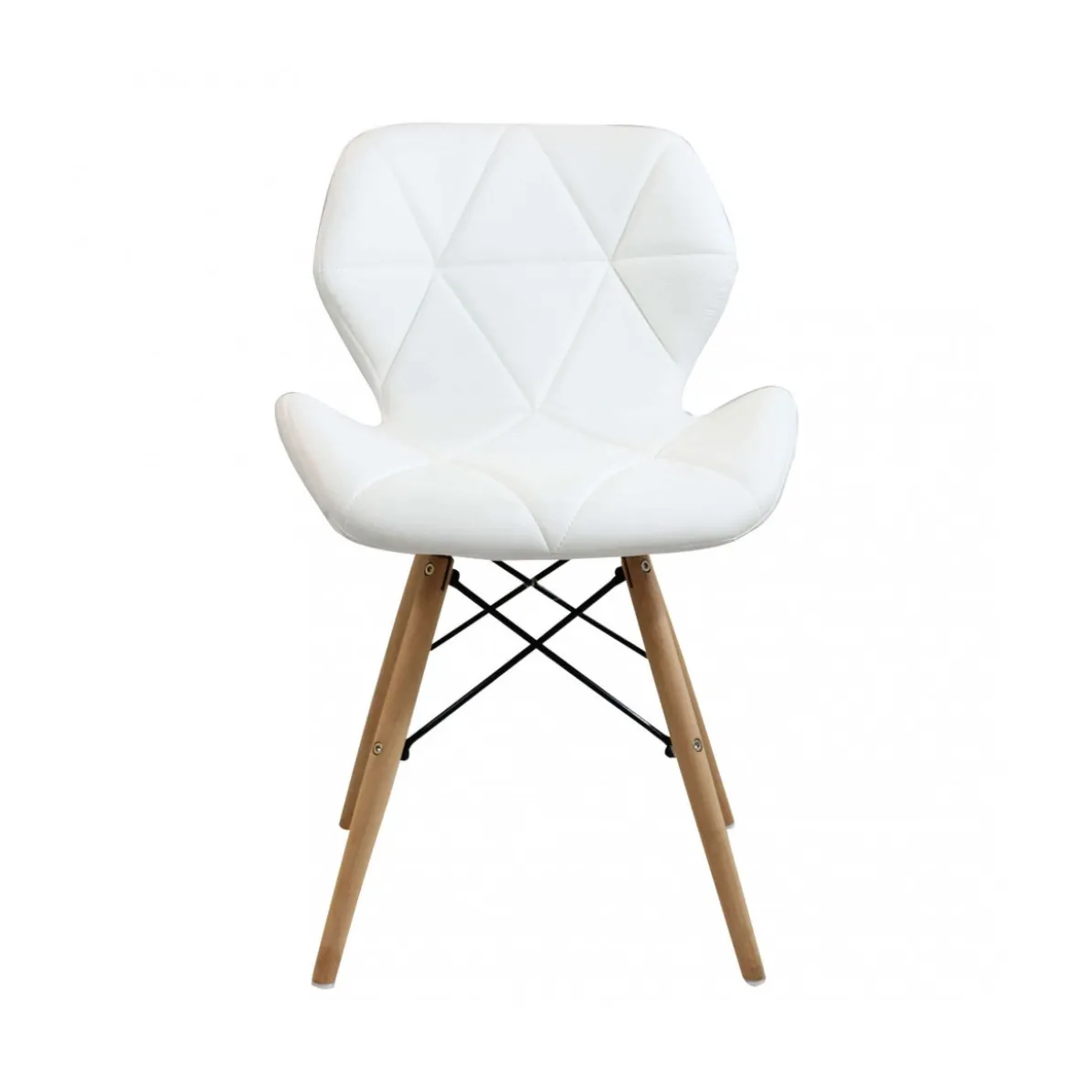 Set 4 Sedie da Pranzo Bianco con Gambe in Legno seduta in PU