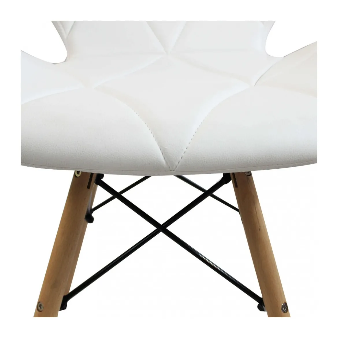Set 4 Sedie da Pranzo Bianco con Gambe in Legno seduta in PU