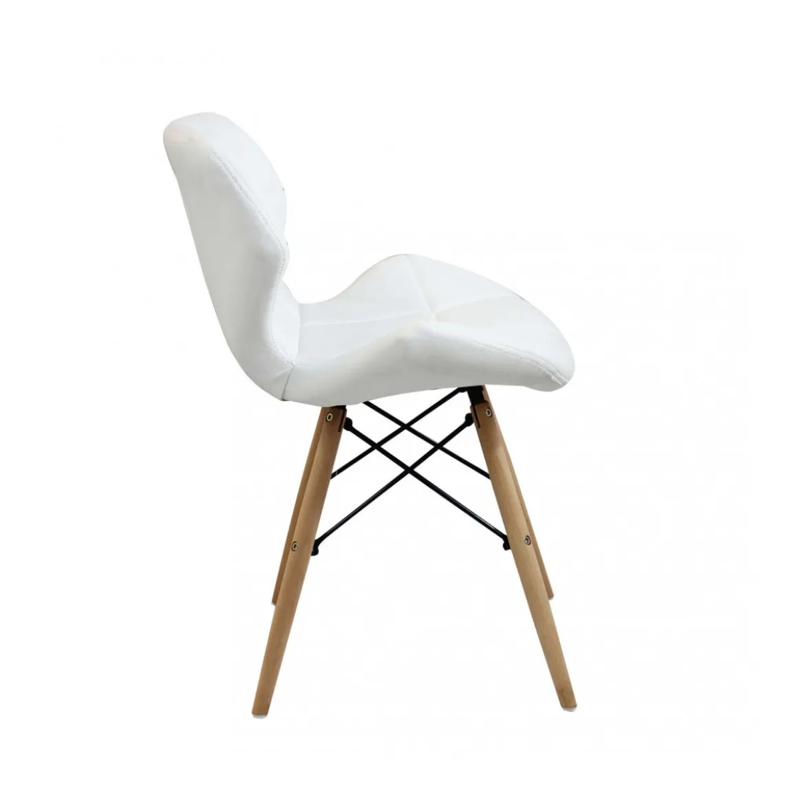 Set 4 Sedie da Pranzo Bianco con Gambe in Legno seduta in PU