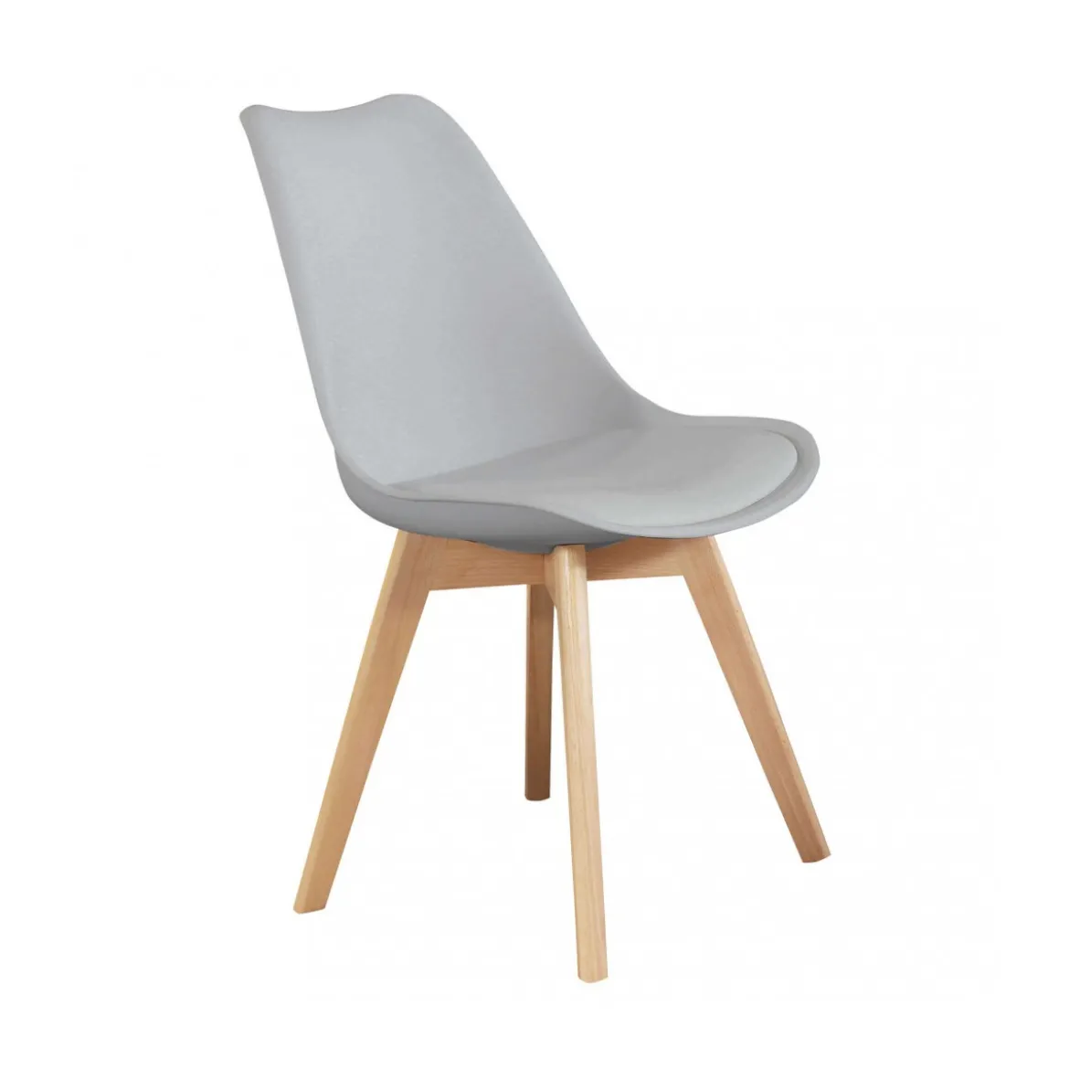 Set 4 Sedie da Pranzo Grigio con Gambe in Legno senza Braccioli
