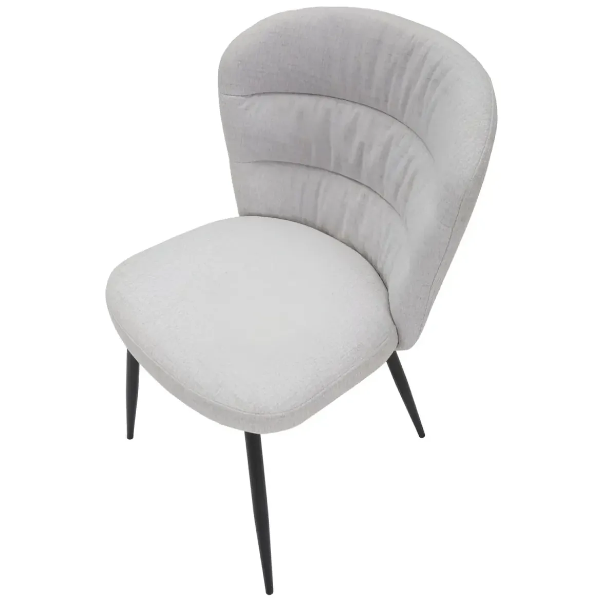 Set 2 Sedie da Pranzo in Tessuto Grigio Metallo Nero Seduta Imbottita