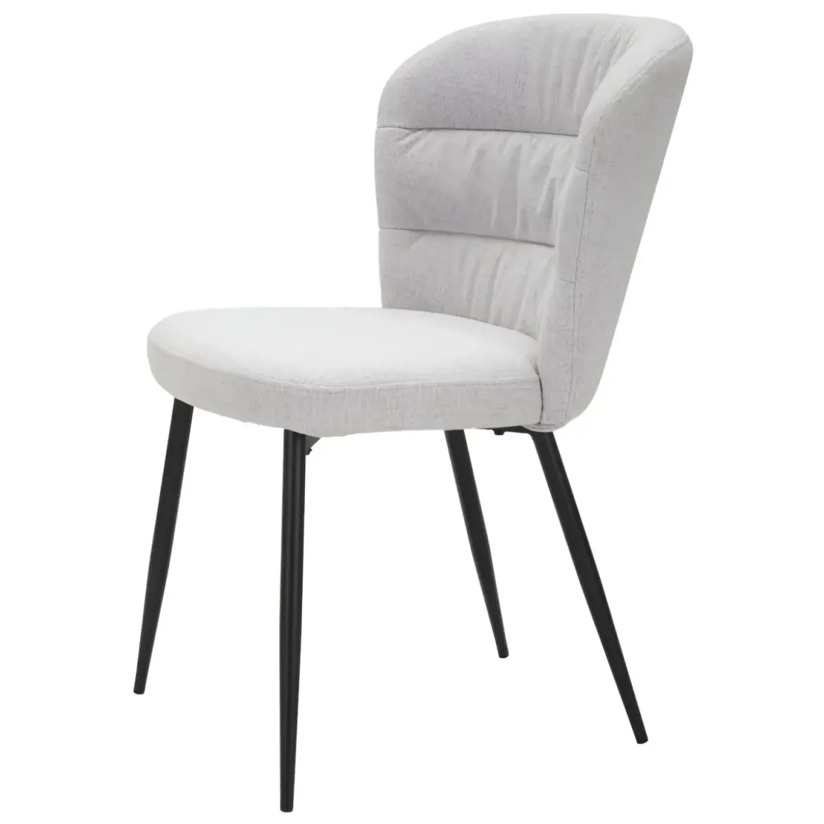 Set 2 Sedie da Pranzo in Tessuto Grigio Metallo Nero Seduta Imbottita