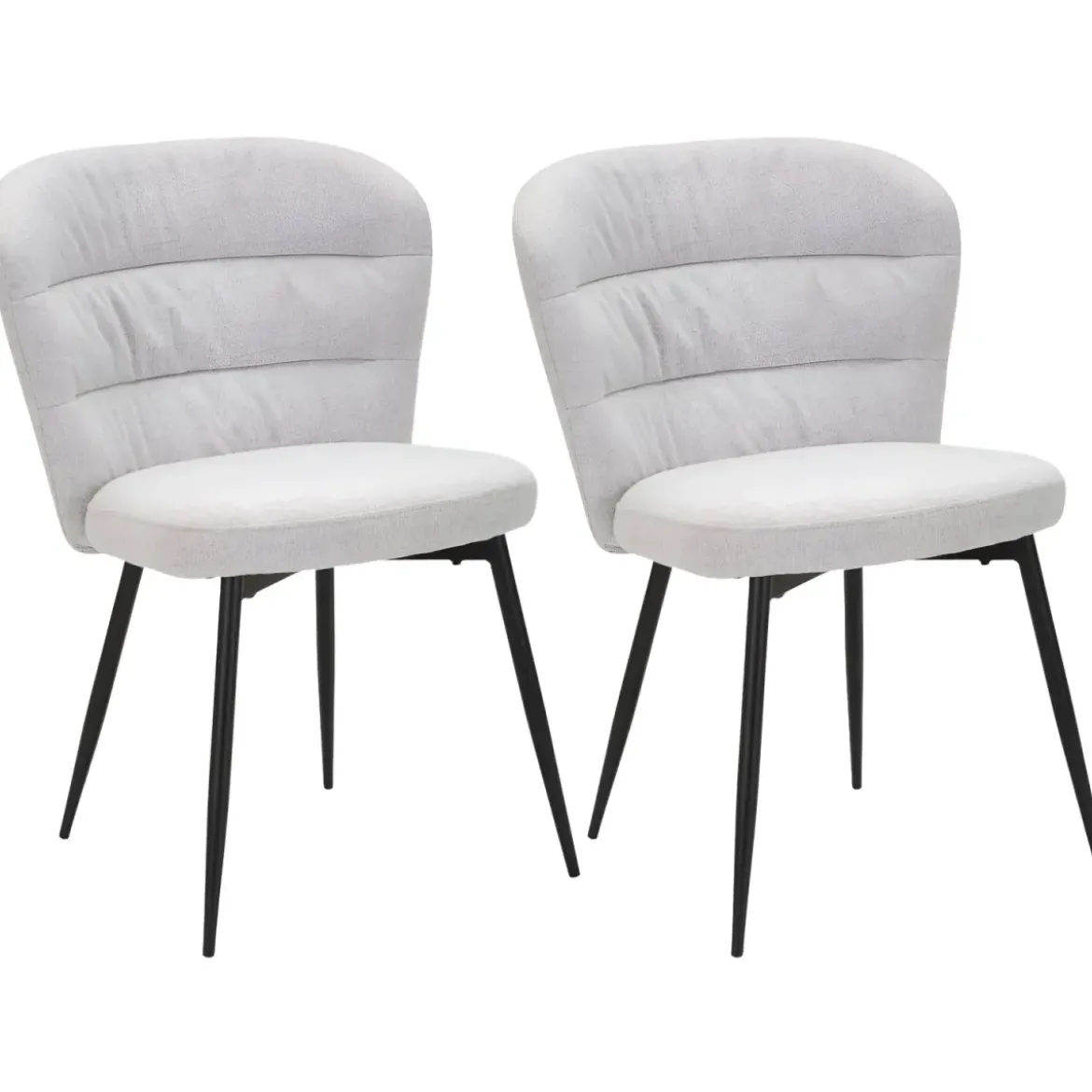 Set 2 Sedie da Pranzo in Tessuto Grigio Metallo Nero Seduta Imbottita