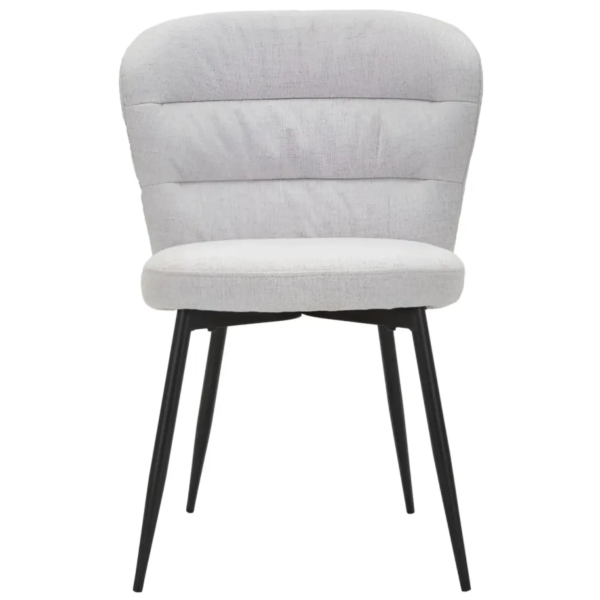 Set 2 Sedie da Pranzo in Tessuto Grigio Metallo Nero Seduta Imbottita