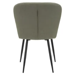 Set 2 Sedie da Pranzo in Tessuto Verde Metallo Nero Seduta Imbottita