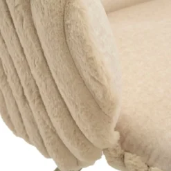 Set 2 Sedie da Pranzo Seduta Imbottita in Tessuto Crema con Braccioli