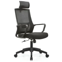 Set 2 Sedie da Ufficio Nero Schienale Traspirante Poggiatesta Regolabile