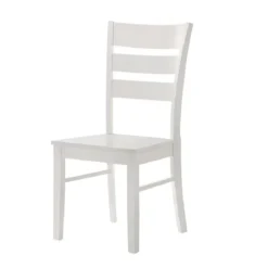 Set 2 Sedie in Legno Bianco da Interno con Schienale Alto