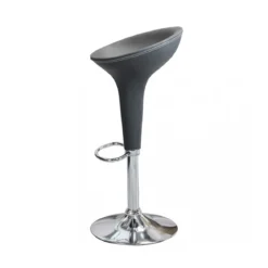 Set 2 Sgabelli da Bar Girevoli Grigio Regolabili con Schienale