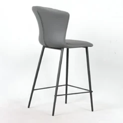 Set 2 Sgabelli Imbottiti in Ecopelle Antracite in Gambe Metallo Nere