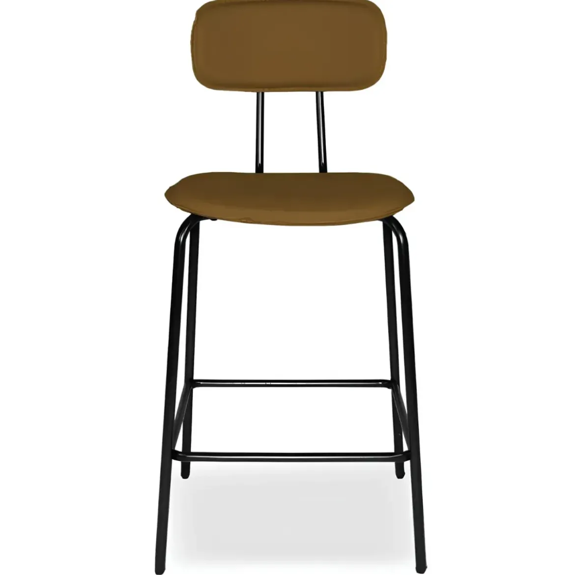 Set 2 Sgabelli per Cucina Penisola in Ecopelle Marrone Effetto Cuoio