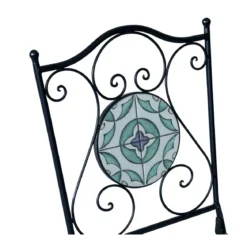 Set Tavolo Ø 60 cm con 2 Sedie Pieghevoli da Giardino Bianco Azzurro