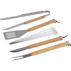 Set Utensili Barbecue Campignaz 9 Pezzi Manico in Legno Borsa Tessuto