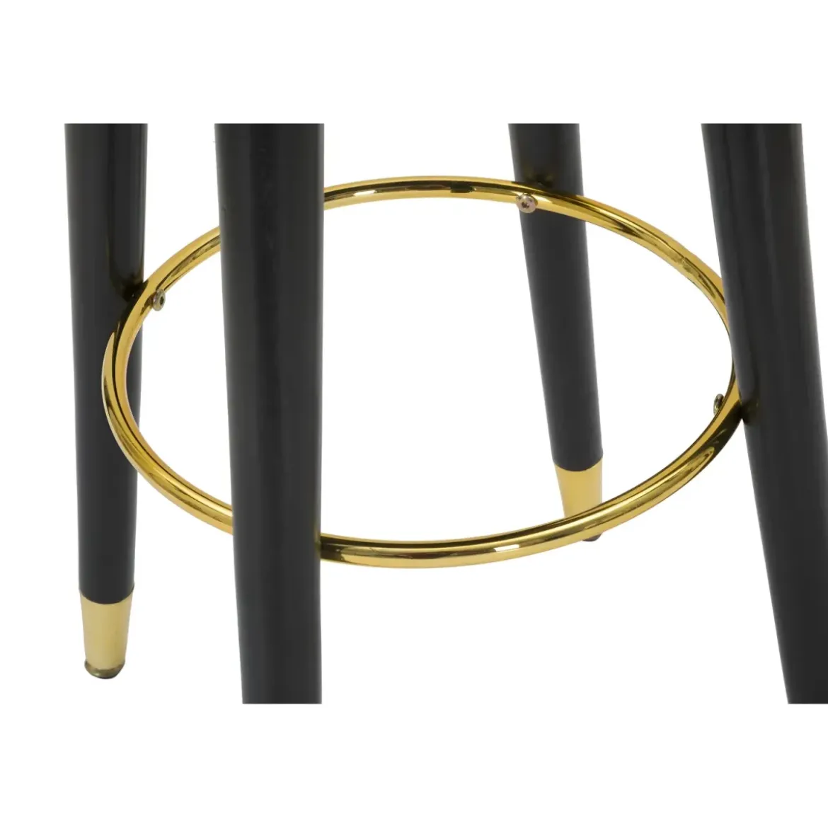 Sgabello Bar in Velluto Grigio Finitura Oro con Poggiapiedi Moderno