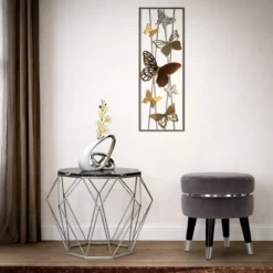 Sgabello Basso in Velluto Grigio Finiture Argento Pouf Salotto Camera