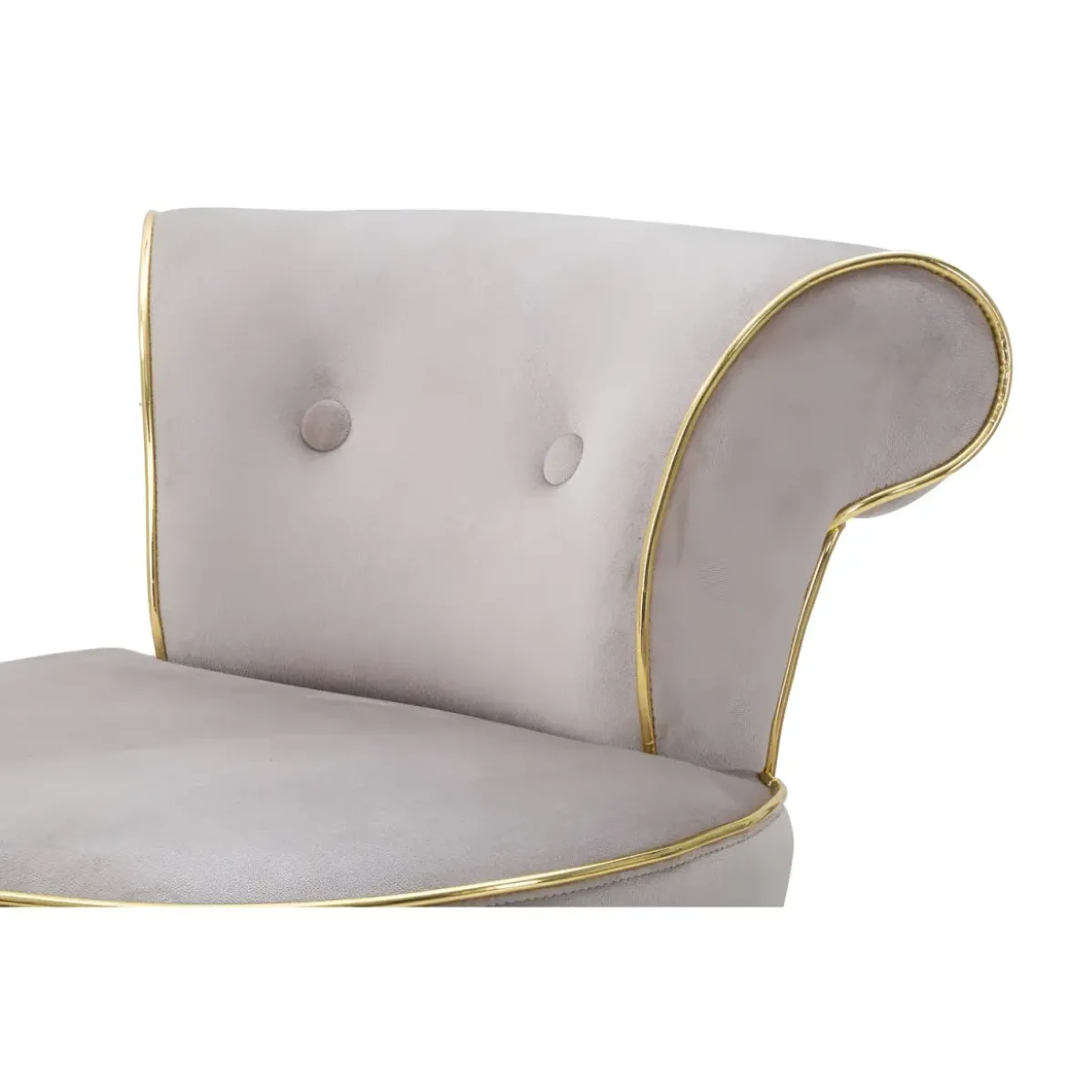 Sgabello da Bar Imbottito in Velluto Grigio Oro Schienale Poggiapiedi