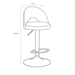 Sgabello in Ecopelle Grigio con Gamba in Metallo Inox Regolabile