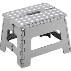 Sgabello Pieghevole Salvaspazio per la Casa in Plastica Grigio 22 cm