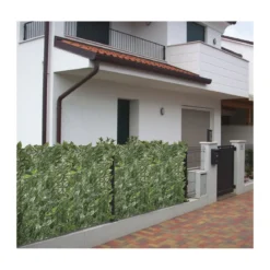 Siepe Sempreverde 1x20 Artificiale Lauro con Rete Ombreggiante Giardino Balcone