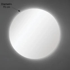 Specchio Moderno Rotondo 75 cm Illuminazione Perimetrale Led per Bagno
