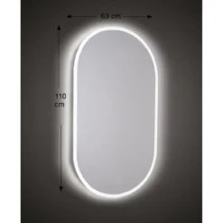 Specchio Ovale Retroilluminato a Led 63x110 cm per Bagno Reversibile