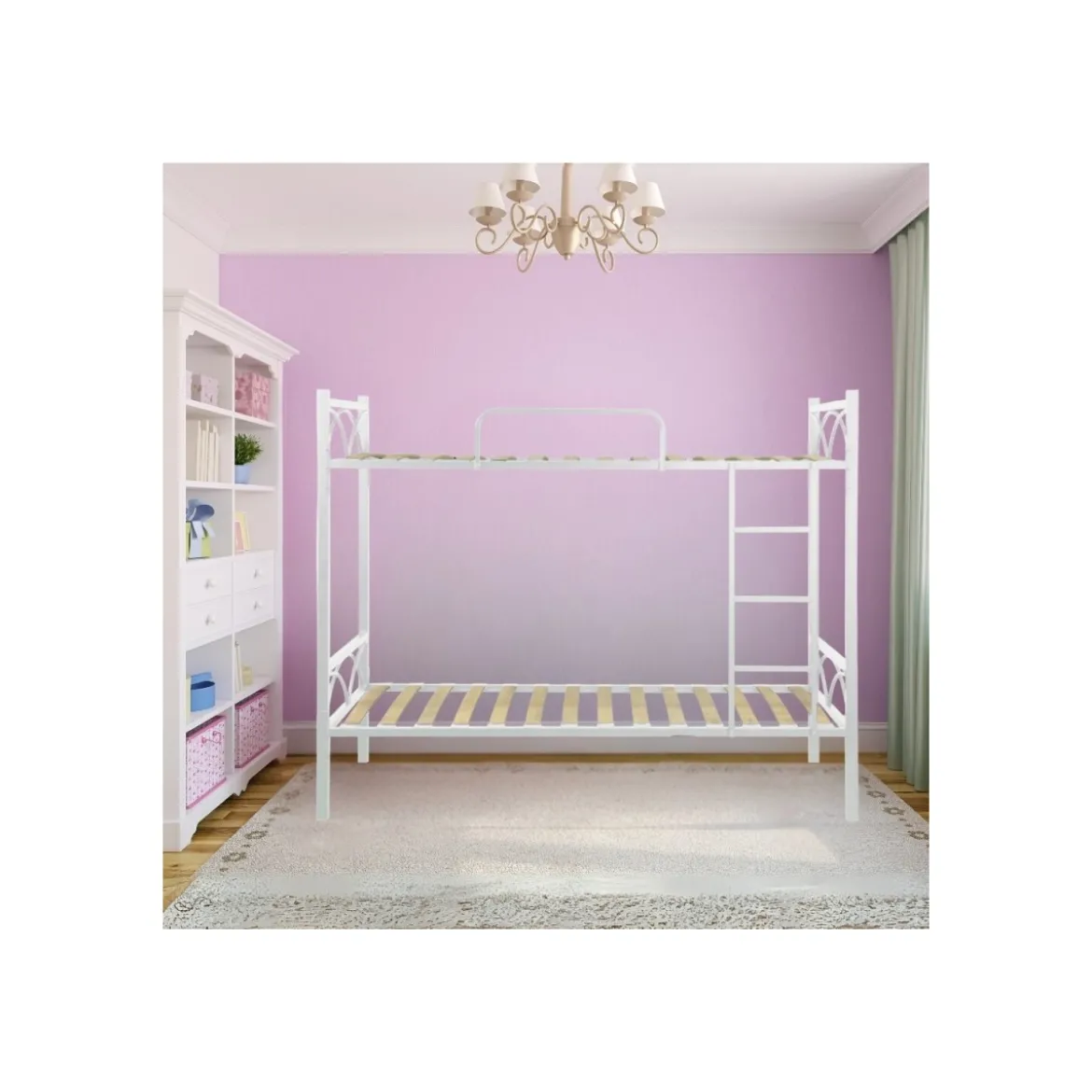 Struttura Letto a Castello con doghe 198x80x160 cm in Bianco
