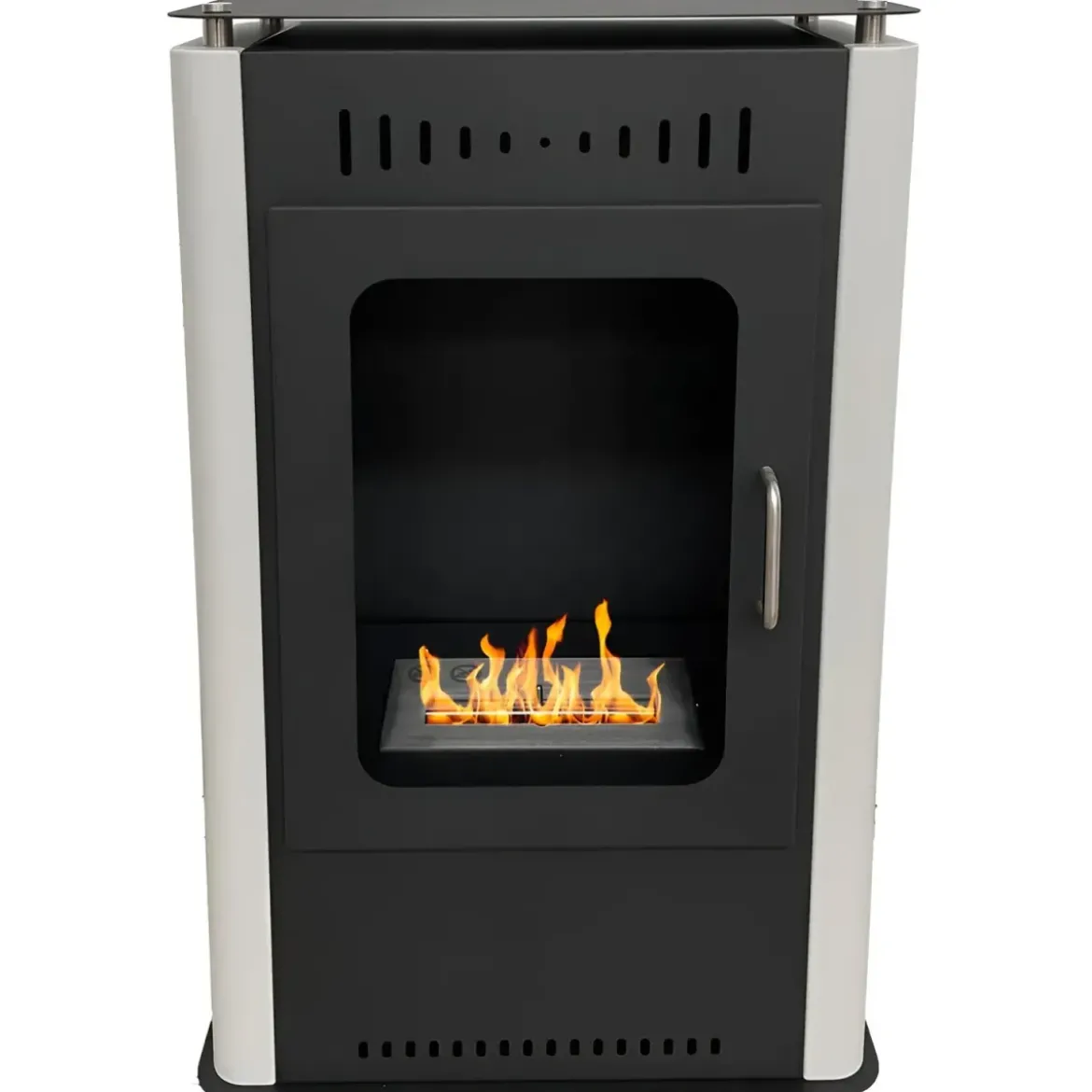 Stufa a Bioetanolo 1,2L da Pavimento 3,4 kW in Acciaio Inox Bianco